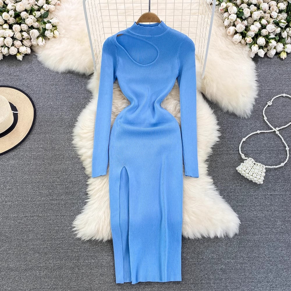 new sexy long-sleeved knitted dress for women    S4078