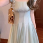 French long skirt new style seaside vacation gentle style temperament waist A-line dress R0472