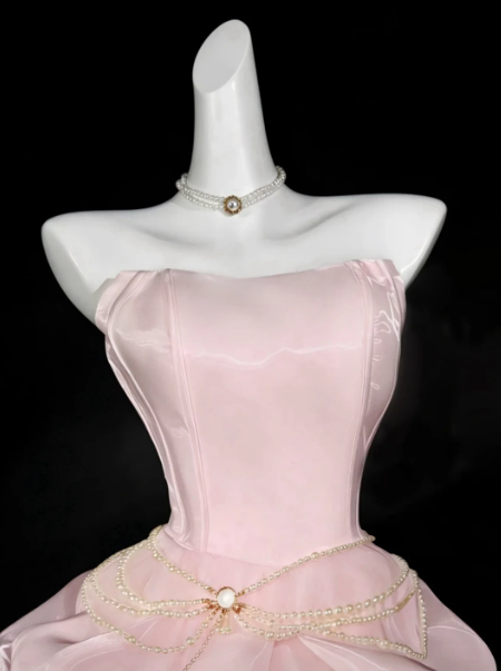Dreamy Satin Puffy Women's Homecoming Dress Blush Pink Corset Short Prom Dress Birthday Dress RS2745