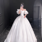 White satin slim waist tutu skirt bridal gown R6009