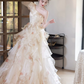 Elegant Ivory Floral A-Line One-shoulder Corset Maxi Evening Dress RS571