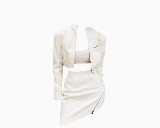 Sweet and spicy high-grade leather jacket 2025 plus size hot girl sexy hip skirt suit R1162