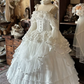 Gothic White Ball Gown Spaghetti Straps Applique Corset Maxi Birthday Dress Quinceanera Dress RS591