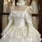 Gothic White Ball Gown Spaghetti Straps Applique Corset Maxi Birthday Dress Quinceanera Dress RS591