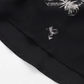 2025 Summer New Black Flying Sleeve Waisted Mid-Length Printed Fishtail Dress R0913