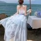 Fresh Pale Blue A-Line Strapless Hi-Lo Corset Maxi Birthday Dress Prom Dress RS592