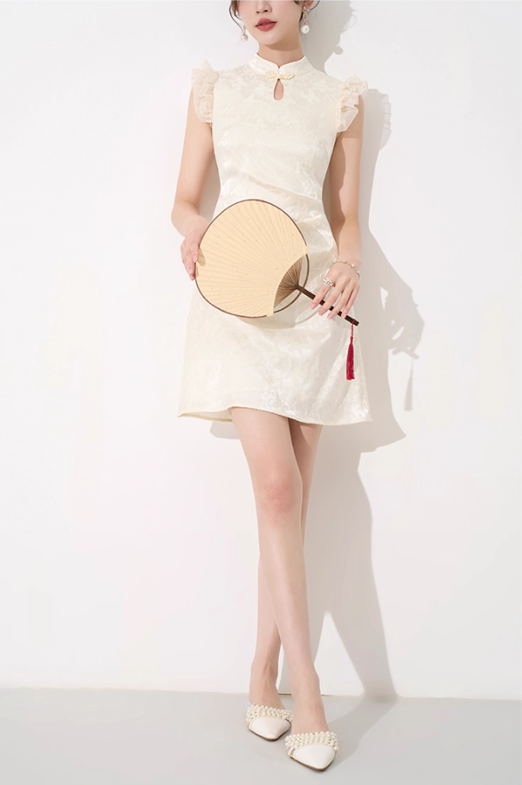 Niche design dress new summer high-end French temperament slimming Chinese style skirt R4299