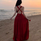 Backless V-neck swing dress new style slim seaside holiday beach dress atmosphere R1608