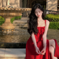 Elegant Strap Midi Dress Women Casual Sleeveless Party Dress         S5410