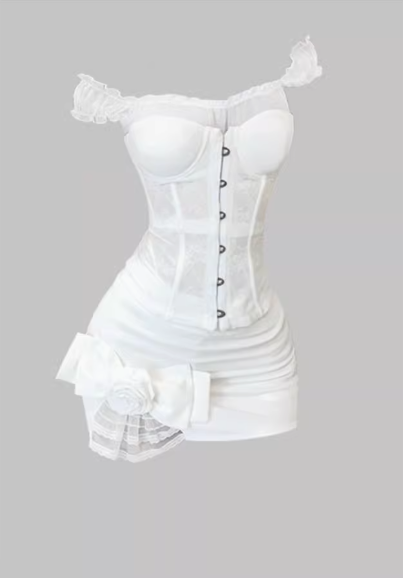 Pure desire hot girl one shoulder lace tube top 2025 rose hip skirt suit R1119