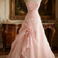 White strapless, fitted A-line long ball gown/bridal dress R6730