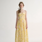 Yellow floral maxi dress suspender dress holiday outfit dress floral dress R2694
