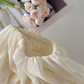 New sweet one-shoulder mesh puff sleeves versatile pleated off-shoulder temperament French shirt top R0278