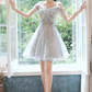 Elegant Sliver A-Line Spaghetti Straps Tassel Corset Mini Prom Dress Homecoming Dress RS442