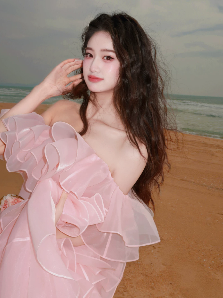Dreamy Tulle Tiered Prom Gown Pink Women's Maxi Evening Dress Birthday Dress RS2786