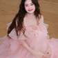 Dreamy Tulle Tiered Prom Gown Pink Women's Maxi Evening Dress Birthday Dress RS2786