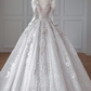 Silver Classic Sequined Fitted Waist Puffy Skirt Bridal Dress R6010