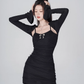 Pure desire style sexy hot girl dress suit black suspenders hip skirt women R4182