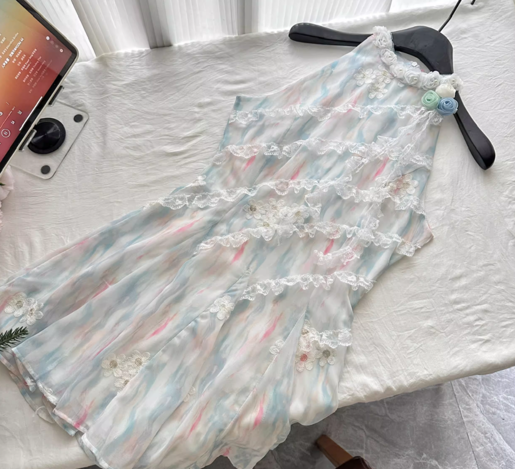 Summer sweet slim waist design short dress R2002