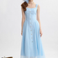 French suspender skirt blue dress sweet style sleeveless long skirt small skirt women summer R3493