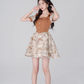 French ruffled square neck jacquard short-sleeved dress summer new high waist lantern sleeve waist short skirt R4180