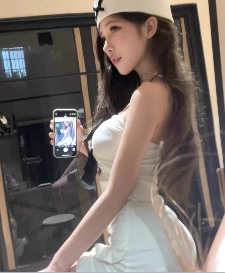 Sexy hot girl bow tube top dress 2025 pure desire waist ruffled hip skirt R1305