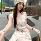 Fairy temperament high-end irregular off-shoulder sleeveless top skirt suit two-piece suit R1756