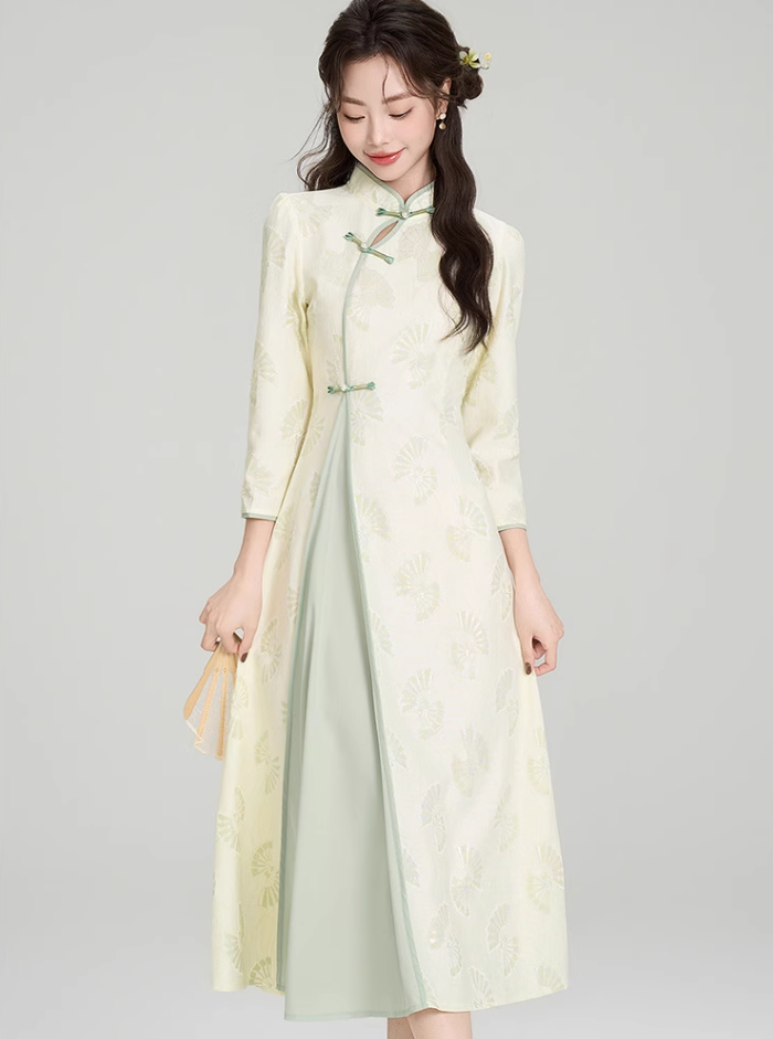 New Chinese style national style element dress new improved cheongsam long skirt R2374