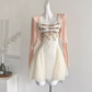 White three-dimensional embroidered flower waist dress pure style skirt R2006