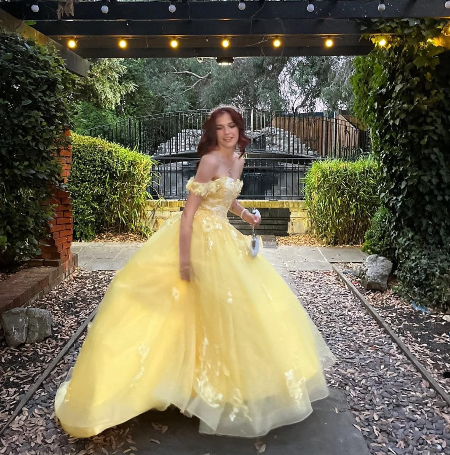 Stunning Tulle Puffy Prom Gown Deep Pastel Yellow Women's Maxi Evening Dress Birthday Dress RS2825