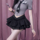 College style short waist shirt 2025 large size design puffy skirt suit R1030