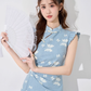 Denim dress for women summer new French style waist high-end mid-length niche design skirt R4421