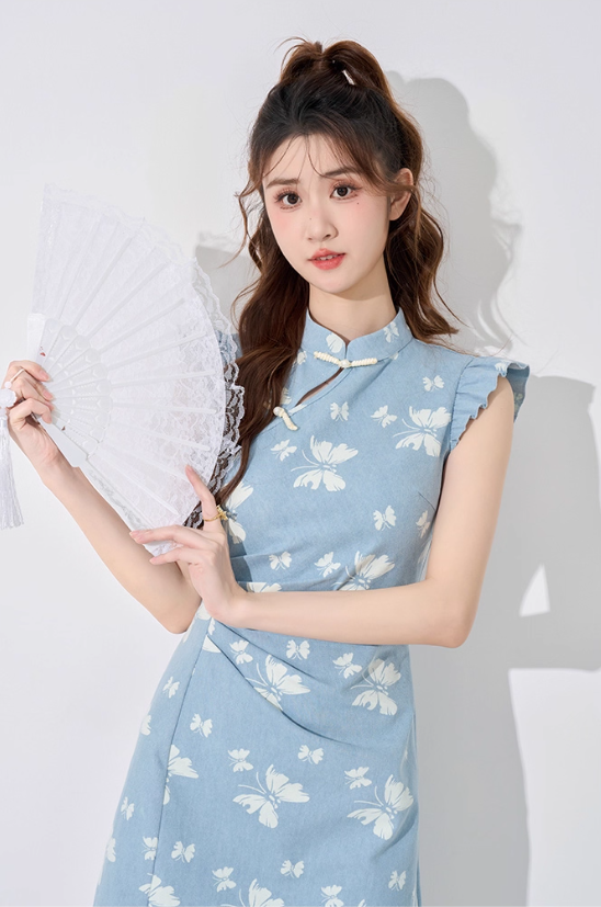 Denim dress for women summer new French style waist high-end mid-length niche design skirt R4421