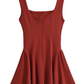 2025 Summer New French Black Dress Square Neck Waist Short Dress R0925