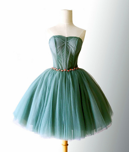 Green Vibrant Homecoming Dress ,Tulle Corset Short Prom Dress RS1689
