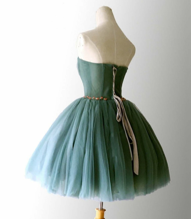 Green Vibrant Homecoming Dress ,Tulle Corset Short Prom Dress RS1689