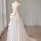Light pink strapless bridal gown with slim waist and elegant skirt R6011