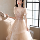 Elegant Ivory Beaded A-Line Square Applique Corset Maxi Prom Dress Evening Dress RS609