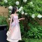 Fresh and elegant gradient print dress female 2025 new French gentle style flower suspender skirt R4380