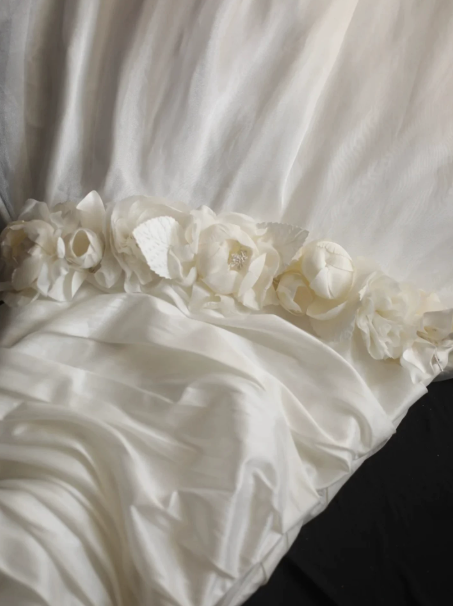 French Chic White Mermaid Strapless Applique Maxi Wedding Dress RS613