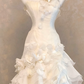 French Chic White Ruffled Mermaid Strapless Applique Maxi Wedding Dress RS614