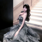 Elegant Sliver A-Line One-shoulder Corset Maxi Prom Dress Party Dress RS615