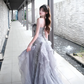 Elegant Sliver A-Line One-shoulder Corset Maxi Prom Dress Party Dress RS615