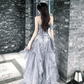 Elegant Sliver A-Line One-shoulder Corset Maxi Prom Dress Party Dress RS615
