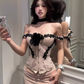 French heavy lace tube top 2025 pure desire style hip fishtail skirt suit R1142