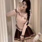 Sweet long-sleeved hooded sports sweatshirt 2025 large size high waist puffy skirt suit R1268