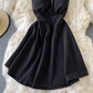 Gentle style V-neck halter dress with a very elegant temperament, a short skirt for a seaside holiday R0378