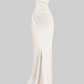 French satin off-shoulder floral dress 2025 backless ribbon evening dress R1383