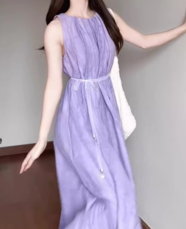 Sleeveless dress 2025 new style super beautiful niche design high-end long skirt R0720