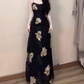 Large size French sexy printed suspender dress with waist and beautiful slim long skirt R1849